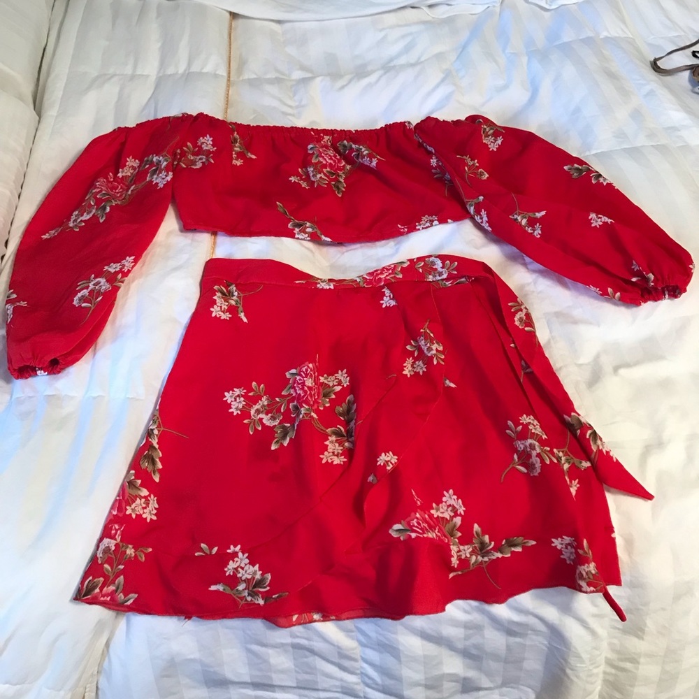 Crop top and skirt matching set